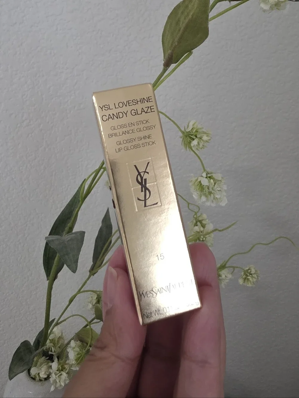 YSL Loveshine Candy Glaze Lip Gloss Stick #15 Showcasing Nude